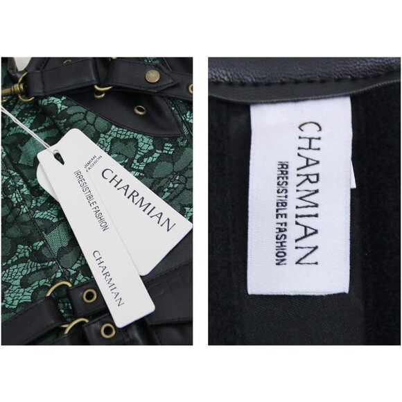 Women First Green Steampunk Vintage Spiral Steel Boned Corset Bustier - Picture 6 of 7